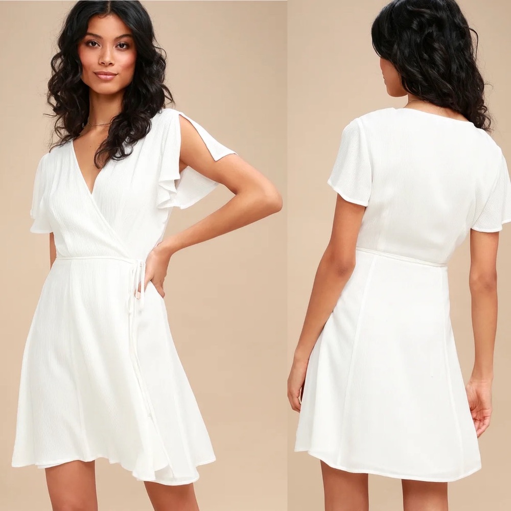 LULU’S Harbor Point White Wrap Dress